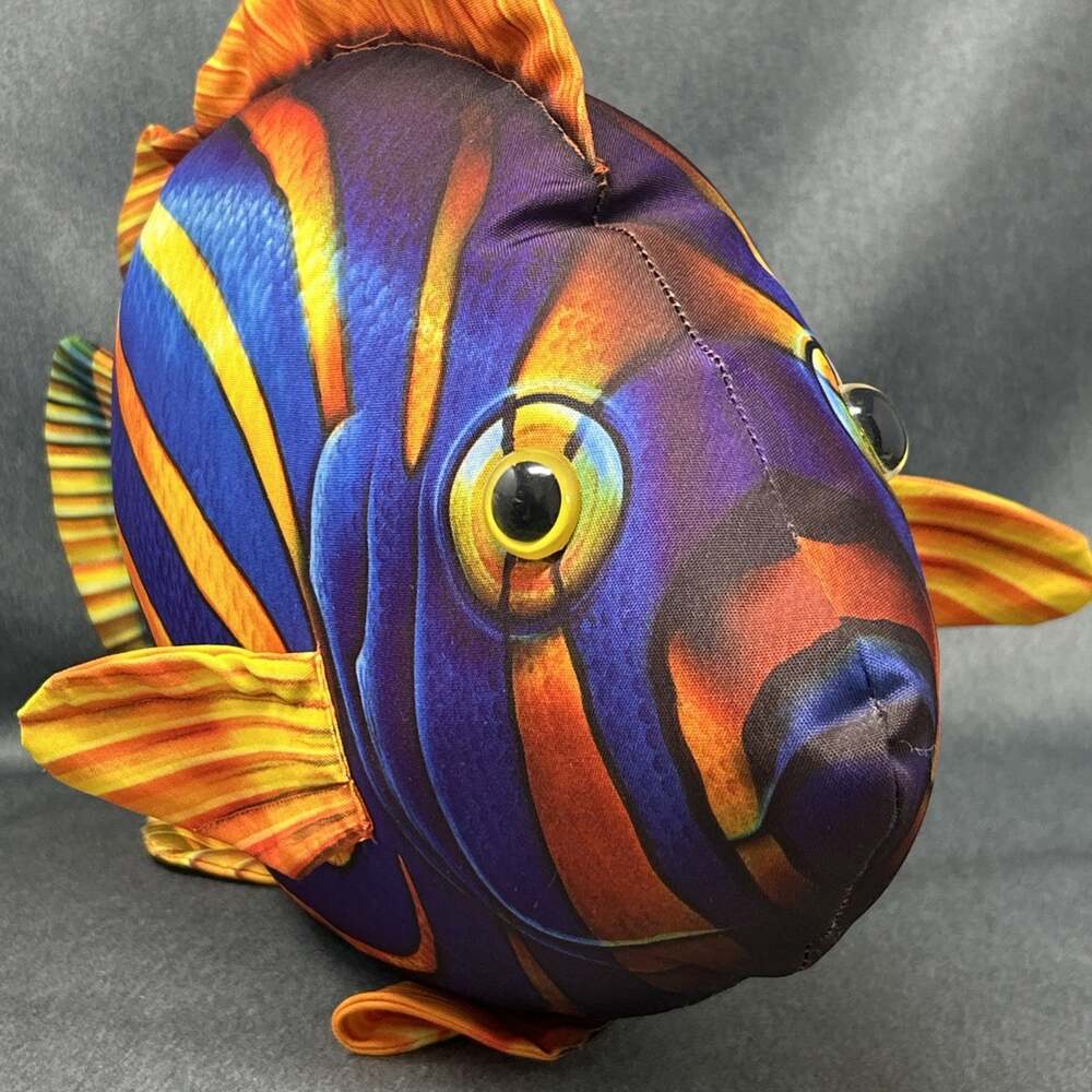 Vintage 1990s Salamander Graphix Angelfish Plush Pillow 24" Soft Sculpture Fish